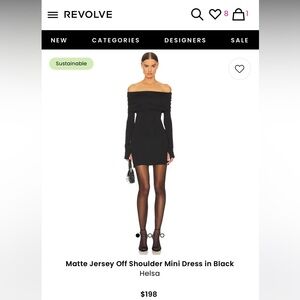 NEW with TAGS. Helsa Matte Jersey Off the Shoulder Mini Dress BLACK. Size Small